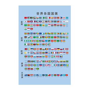 世界各国国旗儿童认知挂图幼儿早教启蒙贴墙幼儿园学习文化装饰画