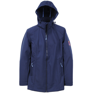 德国BPC 女士中长款软壳衣户外连帽秋冬厚外套防风防水 外贸原单