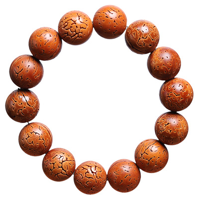 桃核手串正圆光珠脑纹野生