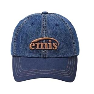 韩国代购emis新款拼接牛仔帽女大头围显脸小棒球帽情侣百搭鸭舌帽