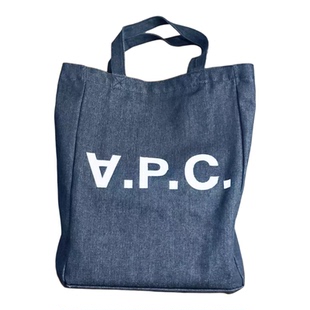 APC牛仔帆布托特包女大容量单肩包通勤学生字母印花购物袋帆布袋