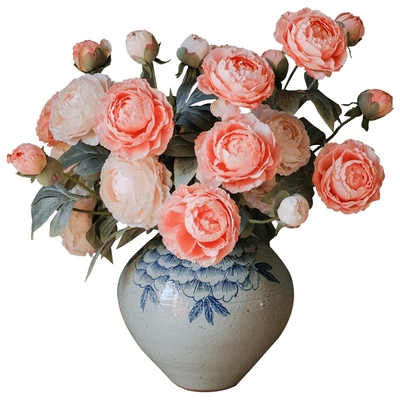 掬涵牡丹仿真花绢花室内玫瑰花