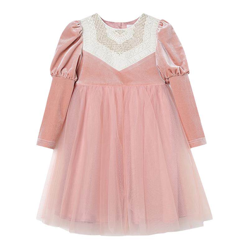 瑞比克女童宫廷丝绒礼服裙