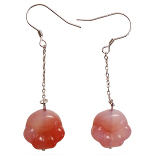 原创925银新中式国风绯红玛瑙猫爪爪耳环女小众耳坠古风气质耳饰