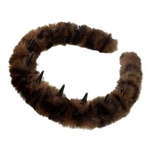 秋冬复古豹纹带齿毛绒发箍女防滑洗脸发卡头箍2025新款高颅顶头饰