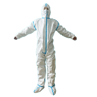 新日期防护服防尘连体全身医用一次性大白蓝条连帽防水养殖