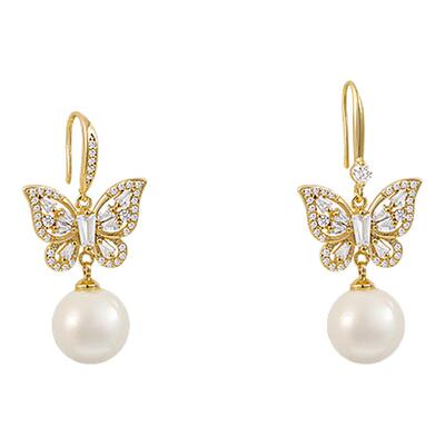 巨好看的高级感轻奢蝴蝶珍珠耳环