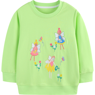 花仙子女童不加绒卫衣初春装纯棉薄款蝴蝶贴身内搭打底衫儿童小衫