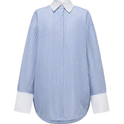 EP雅莹直身文艺单排多扣条纹衬衫