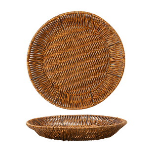 舍里家用仿藤编水果盘下午茶零食摆放盘点心盘水果篮干果盘小吃盘