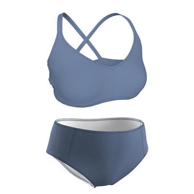迪卡侬分体泳衣女小蓝光聚拢性感度假海边纯色游泳比基尼泳装IVL4