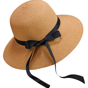 拉菲草帽女遮阳防晒渔夫帽海边太阳帽子女款2025新款夏季防紫外线