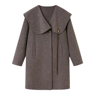 【清仓特惠】DIDDI MODA羊毛牛角扣双面呢大衣中长款羊毛外套