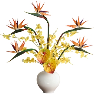 南十字星 天堂鸟假花仿真花摆设轻奢高端客厅电视柜酒店花卉摆件