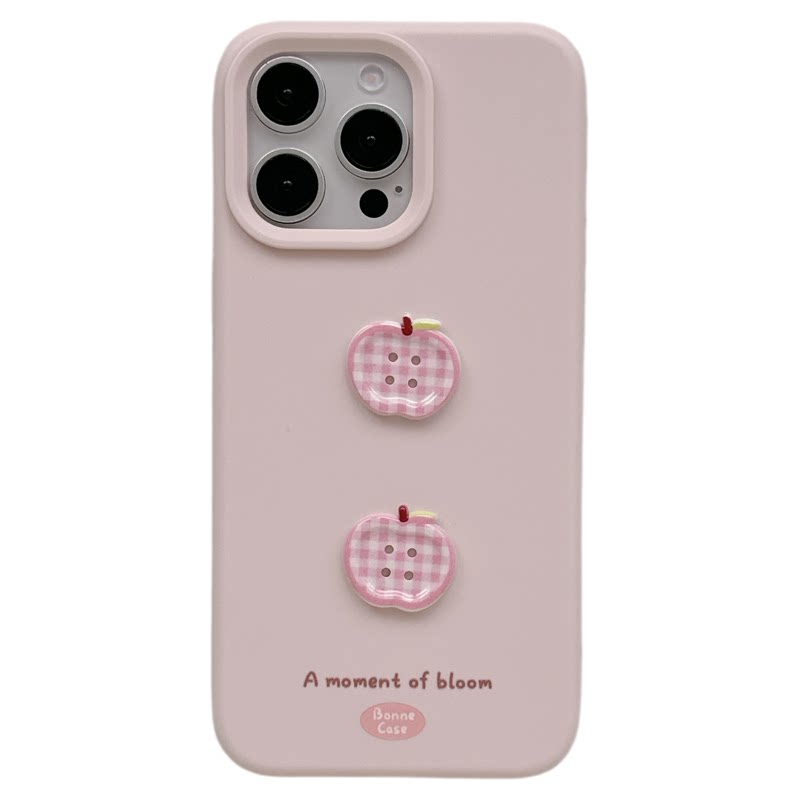 立体可爱俏皮纽扣小苹果适用苹果18pro手机壳情侣iphone16保护套14硅胶13新款16promax女小众16pro防摔外壳11