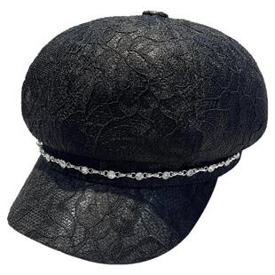 法式水钻蕾丝八角帽女夏季薄款网红贝雷帽子新款鸭舌帽优雅画家帽