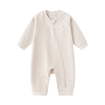babylove婴儿连体衣秋冬季斜襟拉链哈衣爬服宝宝休闲外出居家衣服