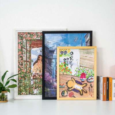 拼图仔手工实木拼图相框品质艺术悬浮框画框300片500片1000片订制