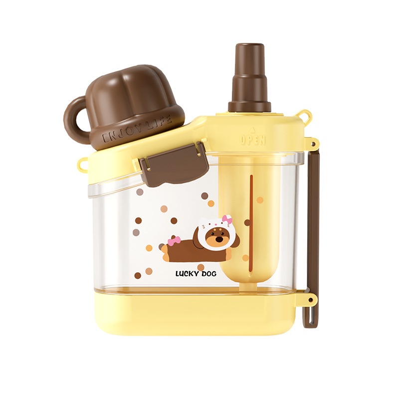 新款北氪儿童水杯分仓双饮杯小学生上学专用夏季可爱吸管杯