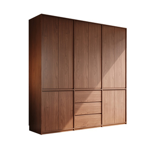 实木衣柜家用卧室复古中古风骨骼线柜储物柜小户型节约空间组合柜