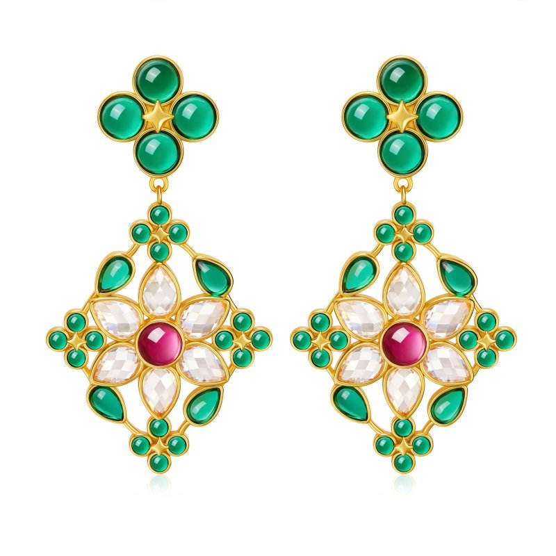 吾往【耳夹预售】夏花耳环原创耳夹深圳博物馆联名文创科威特繁花