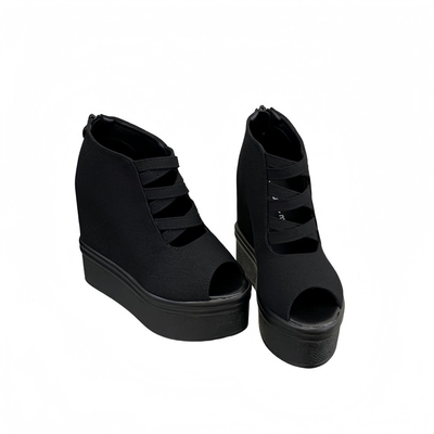 13cm坡跟鱼嘴凉鞋女镂空防水台厚底松糕鞋小个子内增高不累脚凉靴