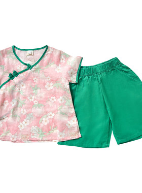 叙罗轻薄夏季女童中国负汉服套装