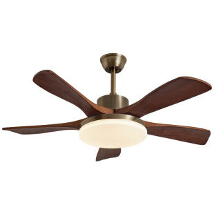 风扇灯2026款胡桃木色吊扇灯餐厅灯风扇一体变频复古吊扇带风扇灯