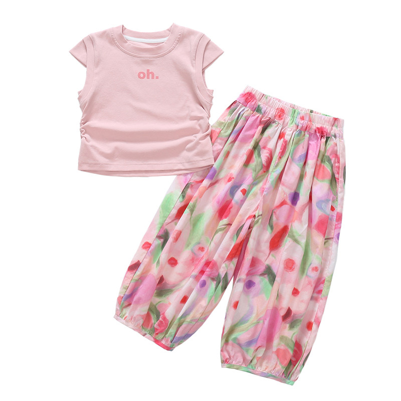 女童夏季套装2025新款超好看儿童衣服女宝宝夏装短袖防蚊裤两件套