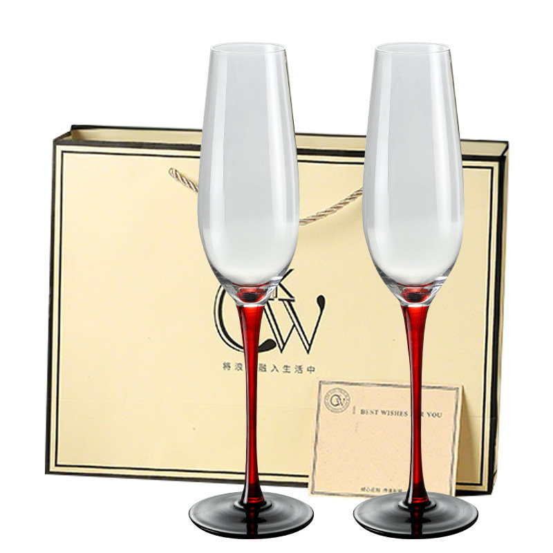 CKW 女神香槟杯一对高级感水晶高脚杯新婚礼物公司红酒杯礼盒