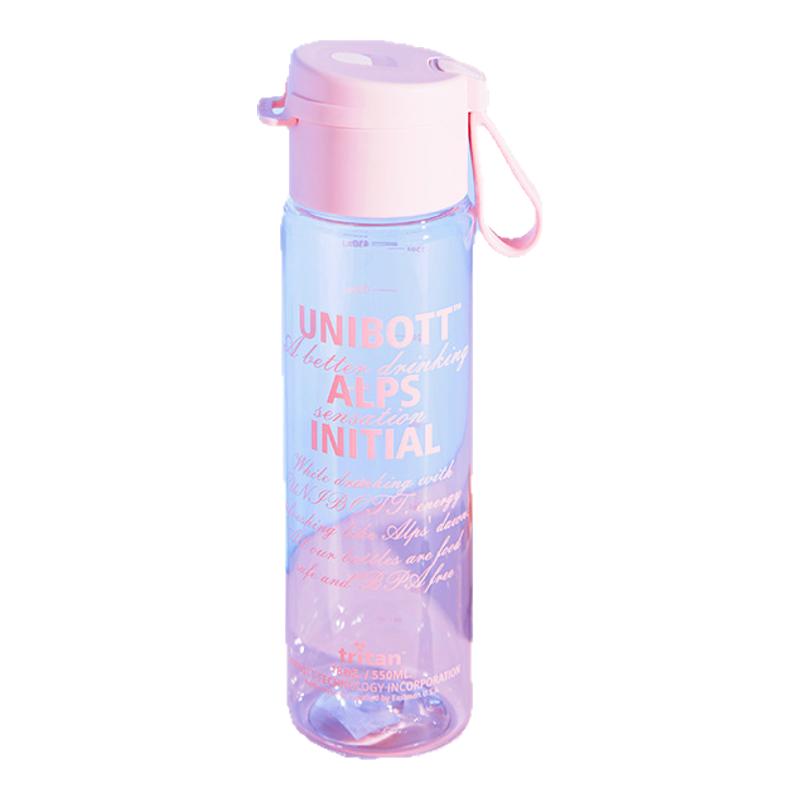 unibott水杯高颜值女小清新便携户外带提绳塑料杯学生运动泡茶杯