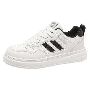 森马男鞋2025新款冬季透气运动休闲低帮板鞋男士增高真皮小白潮鞋