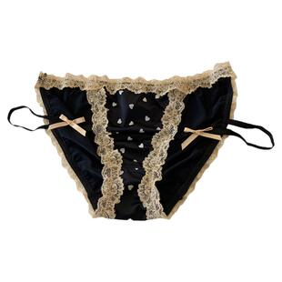 御系辣妹·性感缎面内裤少女低腰细带冰丝夏季腿环开叉三角裤女生