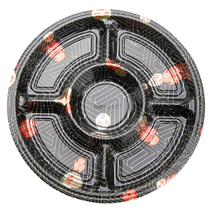 鲜秋 高档圆盘分格寿司盒打包外卖盒 圆形拼盘盒礼品盒25套起包邮