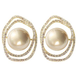 镂空几何仿珍珠耳环2026新款爆款高级感夸张复古个性耳饰满钻耳钉