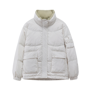 2025新款胖mm200斤加肥加大码90绒撞色短款宽松显瘦轻薄羽绒服女