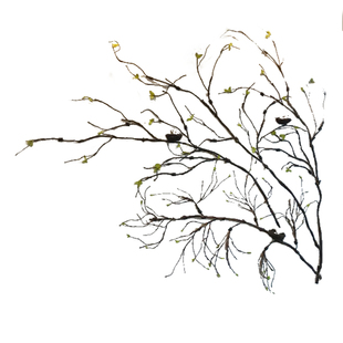 文艺侘寂风法式美式氛围感软装客厅仿真树枝电视沙发背景墙