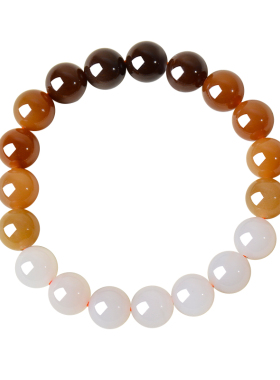 凤飞凰和田玉糖白玉渐变圆珠手串