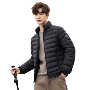 鸭鸭轻薄羽绒服男士2025秋冬短款时尚立领简约百搭鸭绒保暖外套Y