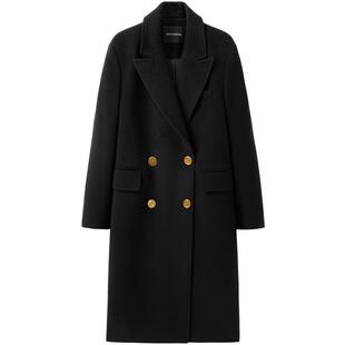 太平鸟大师甄毛系列时尚西装羊毛黑金大衣女冬装款毛呢外套