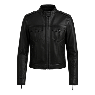 【绵羊皮】兽王真皮皮衣女2025秋冬新款立领机车服修身皮外套夹克