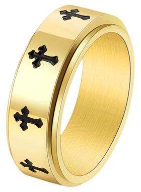 祥饰帝时尚十字架可转动戒指