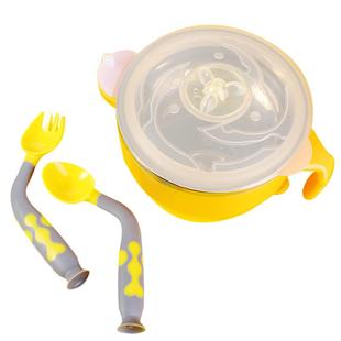 anbebe宝宝辅食碗婴儿专用吸盘碗研磨不锈钢儿童餐具注水保温碗