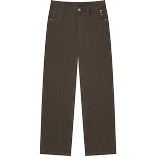 TeenieWeenie小熊女装牛仔裤冬季休闲舒适宽松时髦刺绣直筒裤长裤