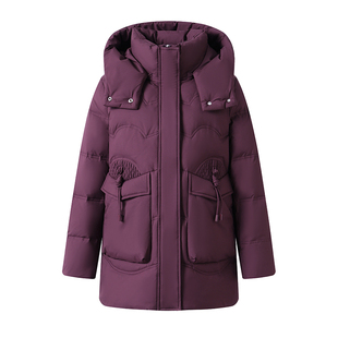 雅鹿羽绒服女中长款妈妈装2025冬季新款中老年加厚白鸭绒宽松外套