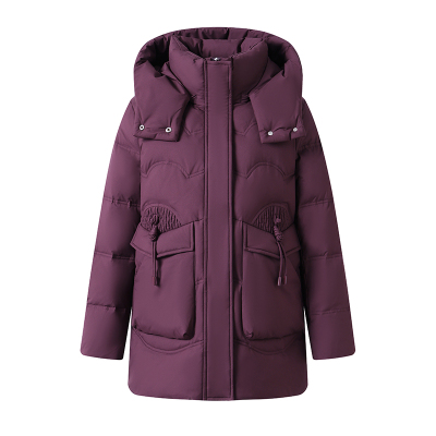 雅鹿中长款加厚白鸭绒羽绒服