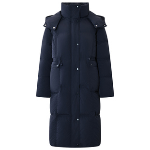 库恩玛维智感通勤风羽绒服女2025年冬季新款95白鸭绒中长连帽外套