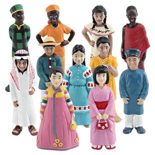人偶模型仿真世界各地民族人物韩国阿拉伯印度孩女孩摆件儿童玩具