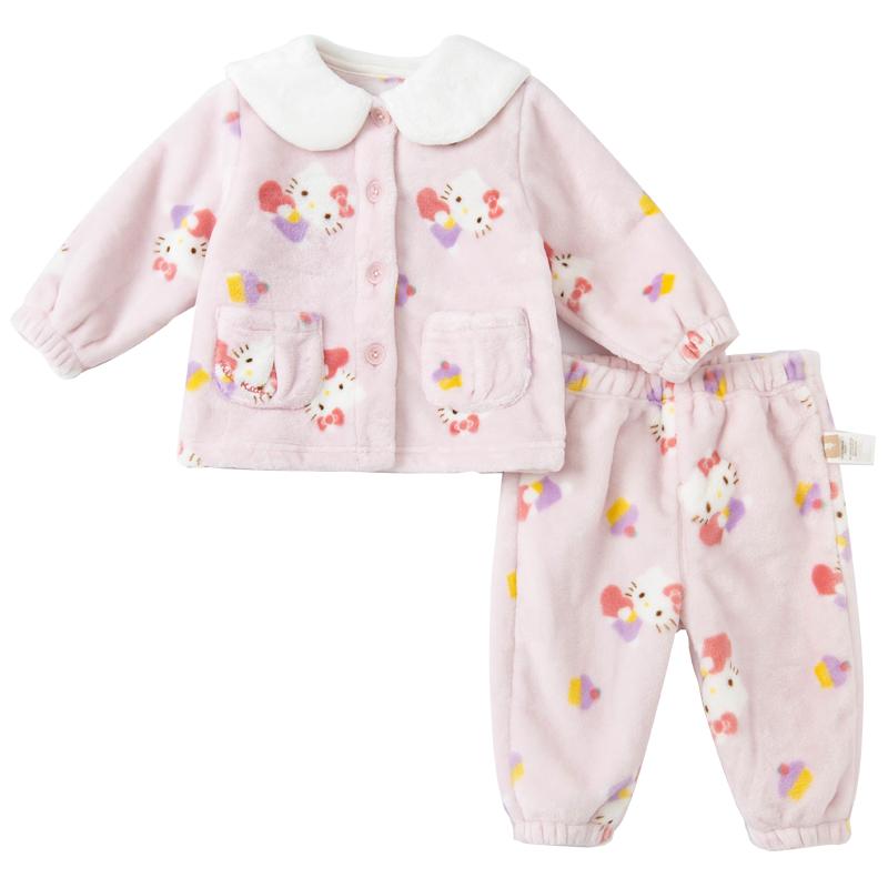 HelloKitty联名戴维贝拉儿童睡衣女童法兰绒家居服套装新款冬季