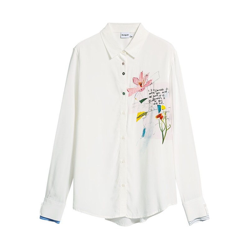 Desigual26秋冬新品【明星同款】手绘拼贴印花贴布长袖女式衬衫